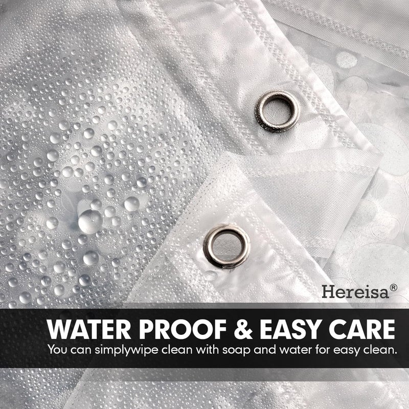 Hereisa 3D Pebble Pattern Waterproof Shower Curtain Liner EVA Shower Curtain with 3 Bottom Magnets, Shower Liner for Shower Stall, Bathtubs, 72 x 80 - Image 3